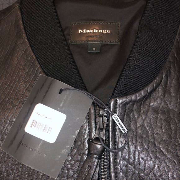 Mackage Men's Tobin Black Leather Bomber Jacket 36 - Picture 4 of 8